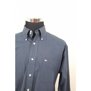 Vtg Tommy Hilfiger Men button Shirt Size Large 2‎ tones patterns colors plaids